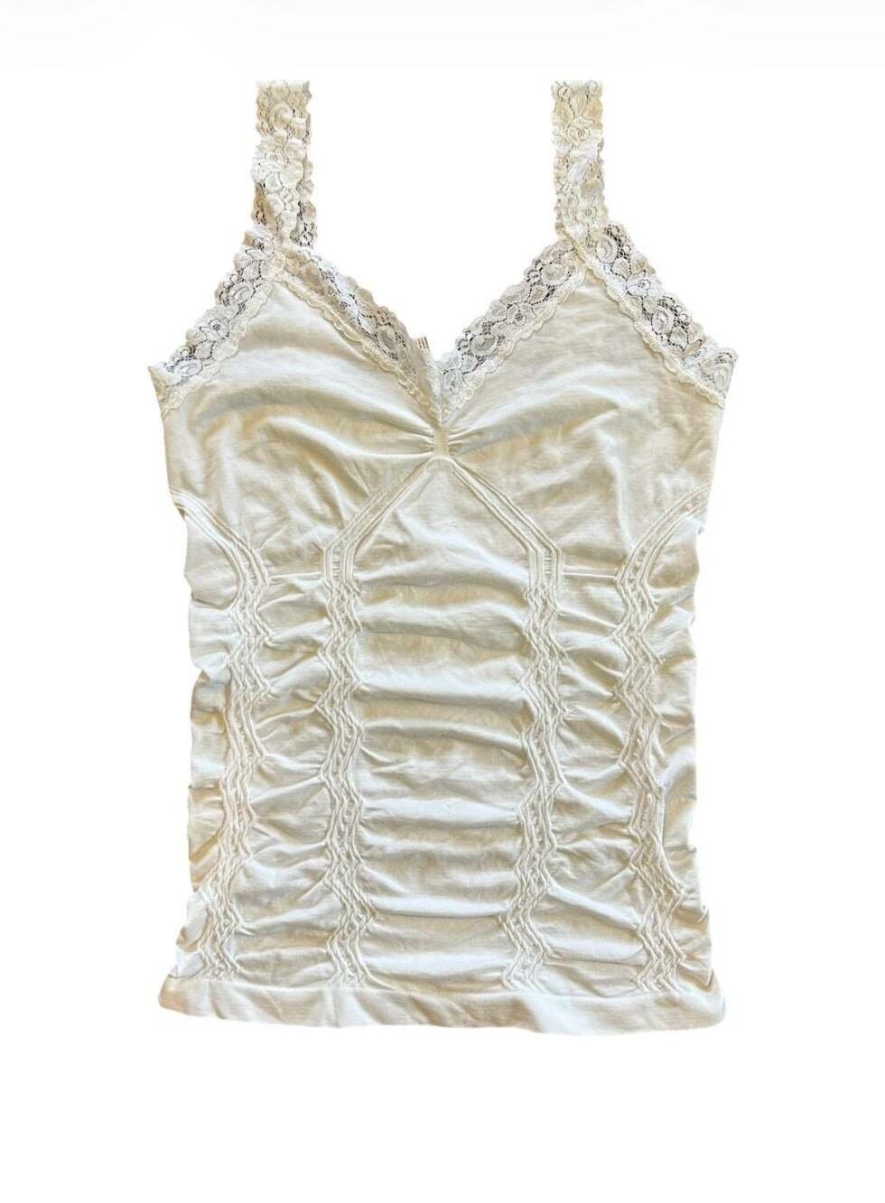 Mopas Women's Seamless Lace Trim Ruched Camisole Tank Top